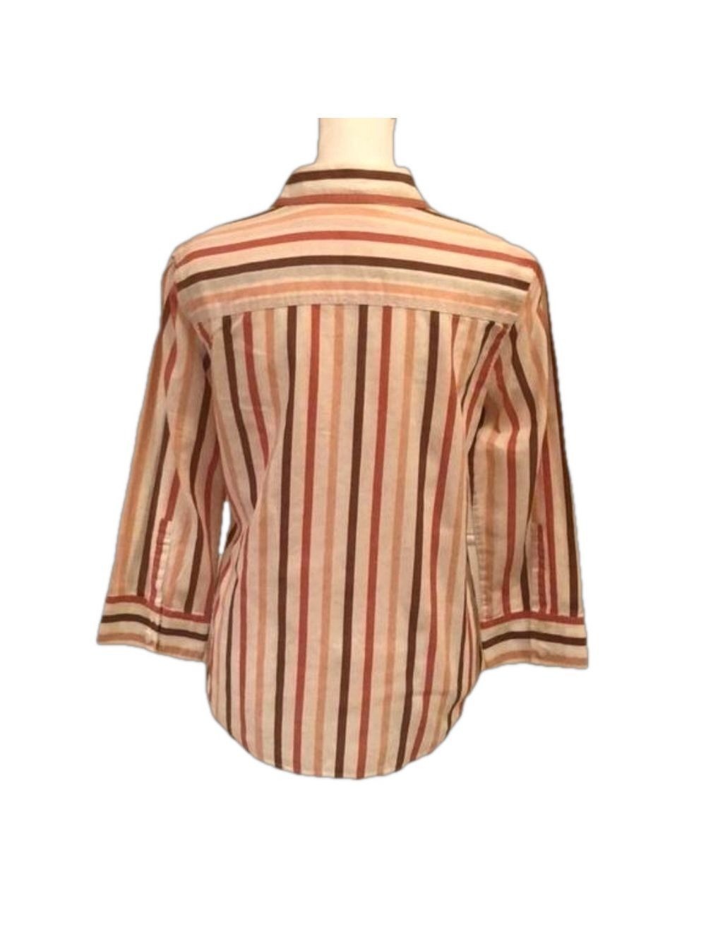 PERRY ELLIS Button-Down Striped Top Size 6 - Picture 3 of 8